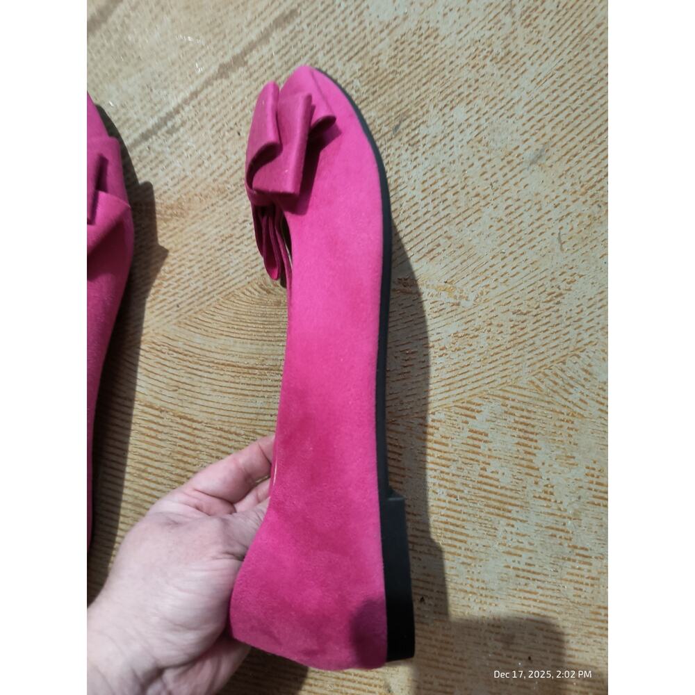 Sailing Lu Women Sz44 Flats Pink Bow Pointed Toe Slip On Shoes Drag Ballet Strip - Picture 8 of 13